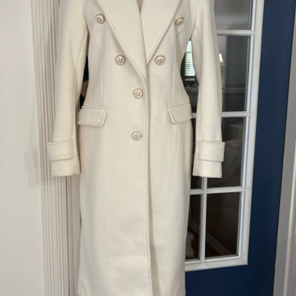 Express Winter white Novelty Trench Coat with Structured Silhouette Size MEDIUM
